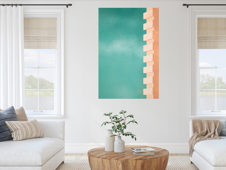 Poster Northern Balconies - architecture of a pastel-colored wall against a bright sky 134743 additionalImage 2