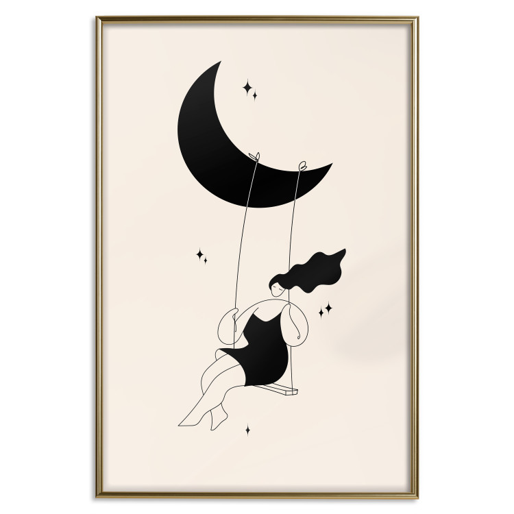 Poster Fun - Girl Swinging on the Moon Surrounded by Stars 146143 additionalImage 16