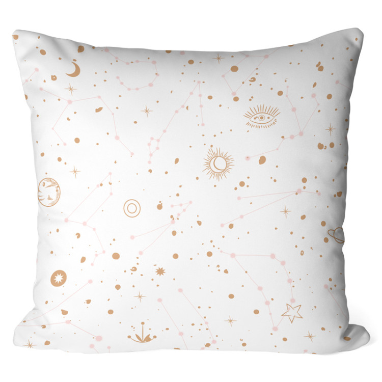 Decorative Microfiber Pillow Celestial signs - stars, eye symbol and moon on a light background cushions 146943