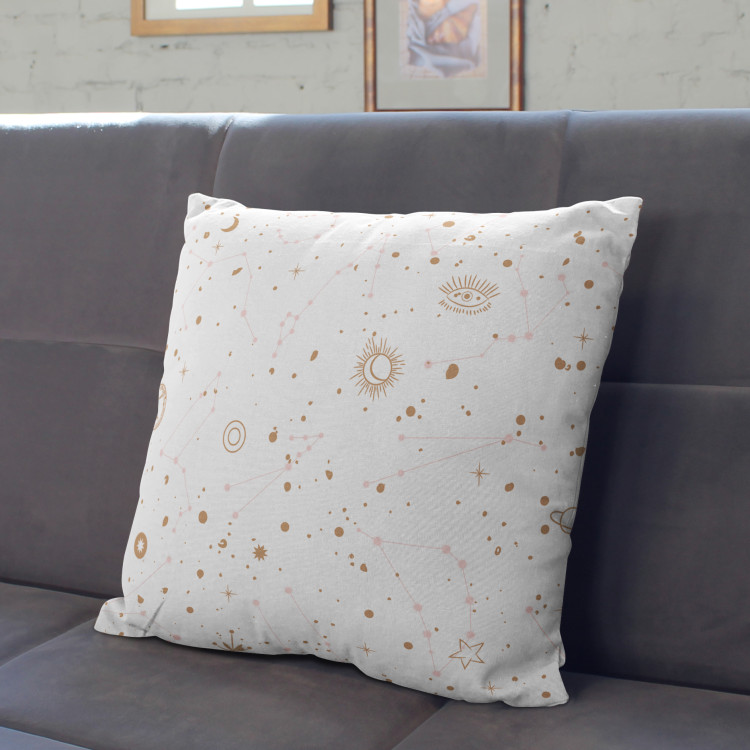 Decorative Microfiber Pillow Celestial signs - stars, eye symbol and moon on a light background cushions 146943 additionalImage 3