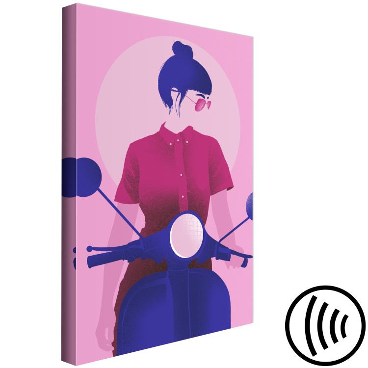 Canvas Figure on a Motorcycle (1-part) - Woman's Silhouette on Pink 123353 additionalImage 6
