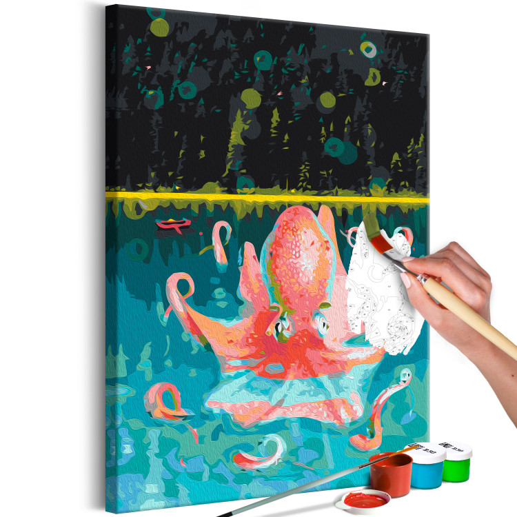 Paint by Number Kit Pink Girl - Octopus during the Morning Bath in the Emerald Ocean 146553 additionalImage 5