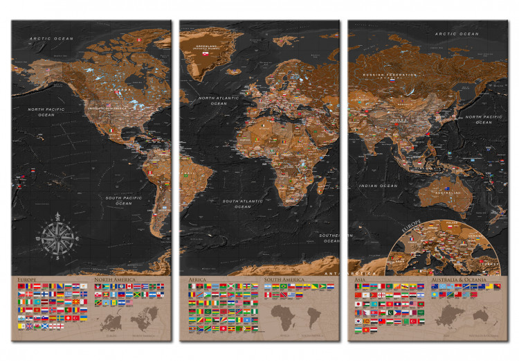 Decorative Pinboard World: Brown Map II [Cork Map] 98053 additionalImage 2