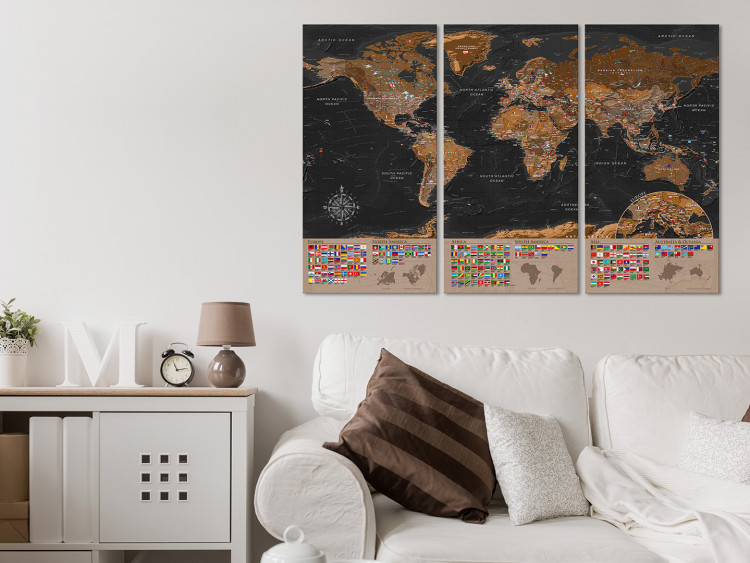 Decorative Pinboard World: Brown Map II [Cork Map] 98053 additionalImage 4