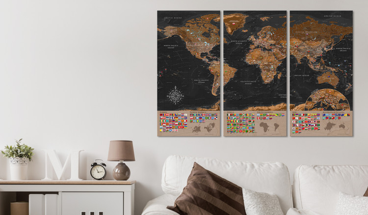 Decorative Pinboard World: Brown Map II [Cork Map] 98053 additionalImage 3