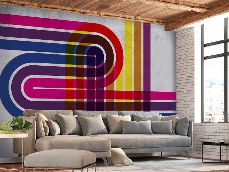 Wall Mural Colorful roads - Geometric abstraction with wrapped straps 134663