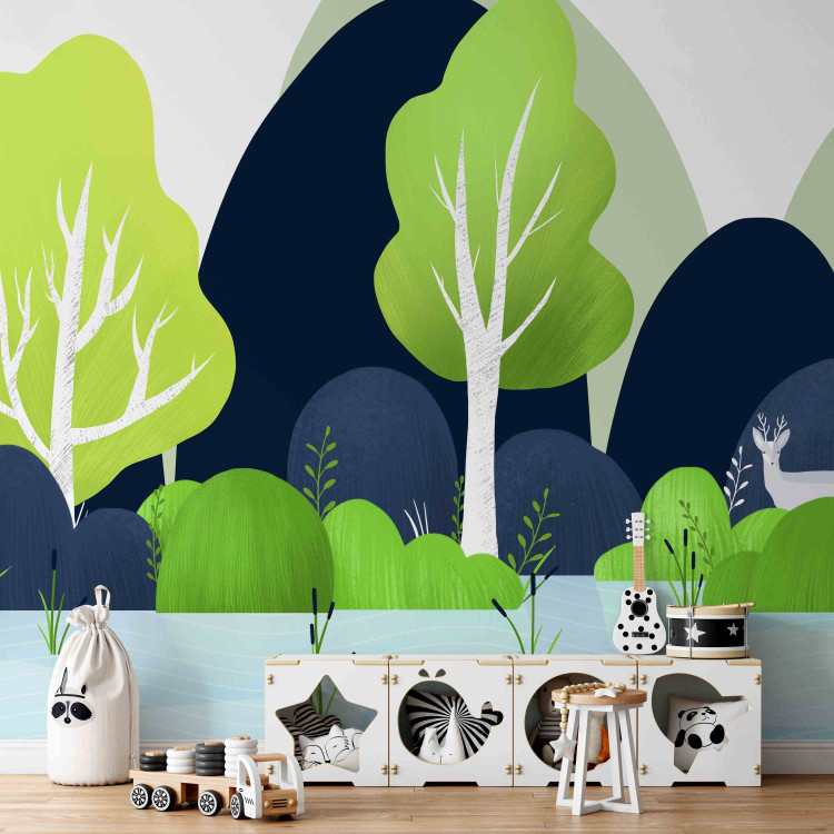 Wall Mural Landscape for children - blue and green nature with mountain motif 143463 additionalImage 6