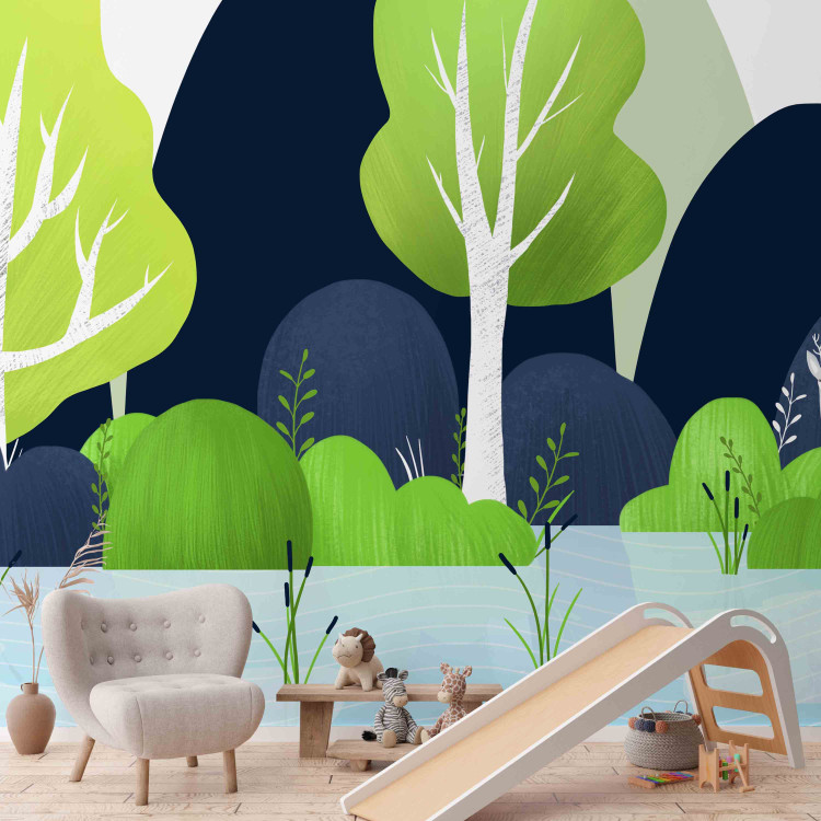 Wall Mural Landscape for children - blue and green nature with mountain motif 143463 additionalImage 4
