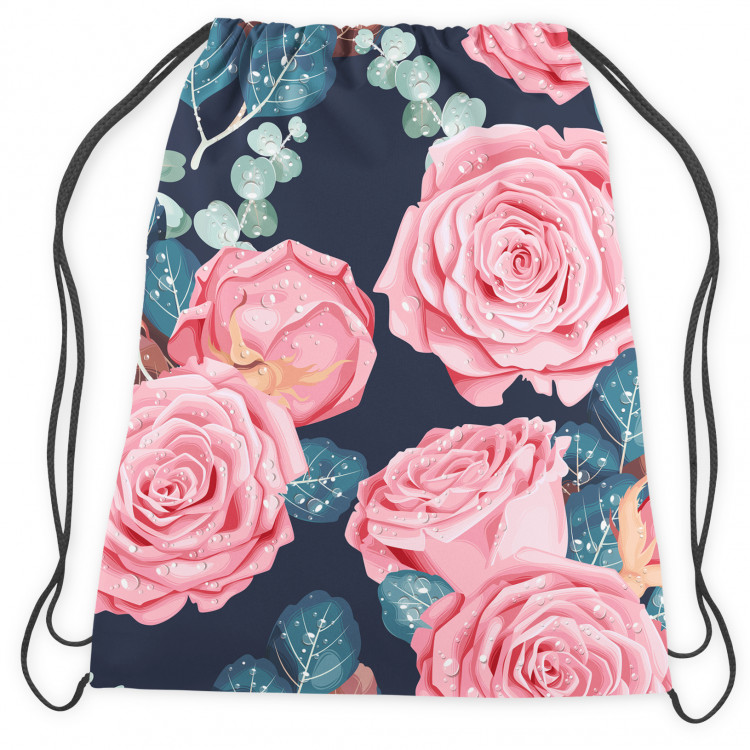 Backpack The essence of delicacy - pink flowers and leaves on a dark background 147563 additionalImage 2