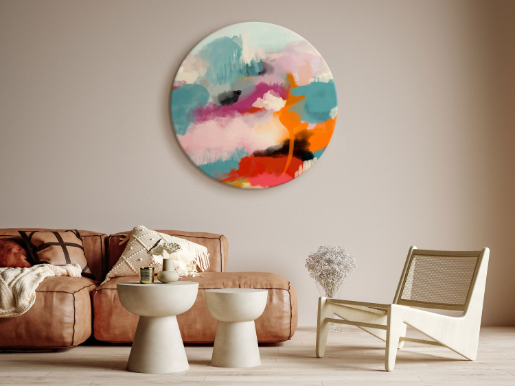 Round Canvas Abstract Dream - Splashes of Vivid Colors Creating a Fairy-Tale Landscape 148663 additionalImage 3