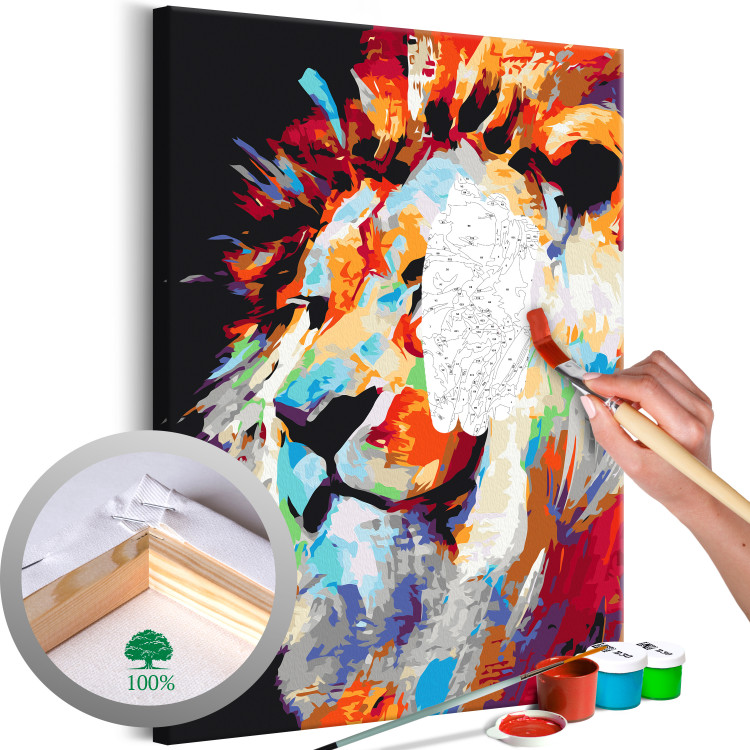 Paint by Number Kit Portrait of a Colourful Lion 127973