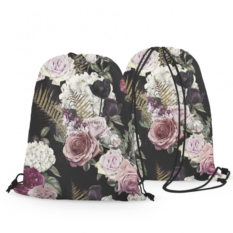Backpack Mystical bouquet - rose flowers and hydrangea on black background 147373 additionalImage 2