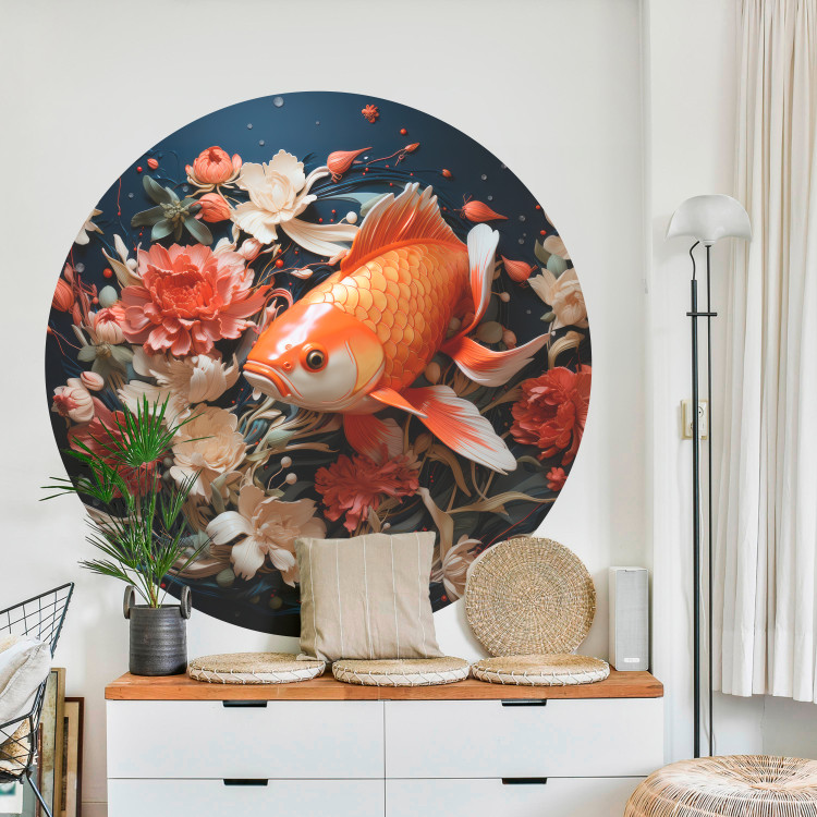 Round wallpaper I’ll Grant Your Three Wishes - Goldfish Against a Background of Plants in the Water 151673