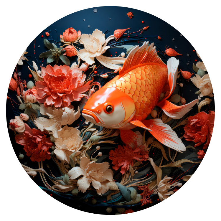 Round wallpaper I’ll Grant Your Three Wishes - Goldfish Against a Background of Plants in the Water 151673 additionalImage 1