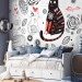 Wall Mural In Love Kittens - Two cats with leaf ornaments, hearts, and flowers 61273 additionalThumb 6