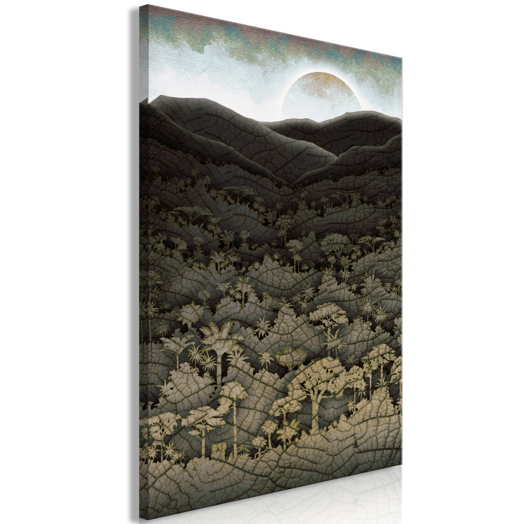 Canvas Forest, mountains and sun - a cartoon landscape in dark tones 127983 additionalImage 2