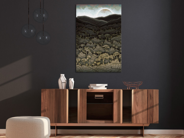 Canvas Forest, mountains and sun - a cartoon landscape in dark tones 127983 additionalImage 3