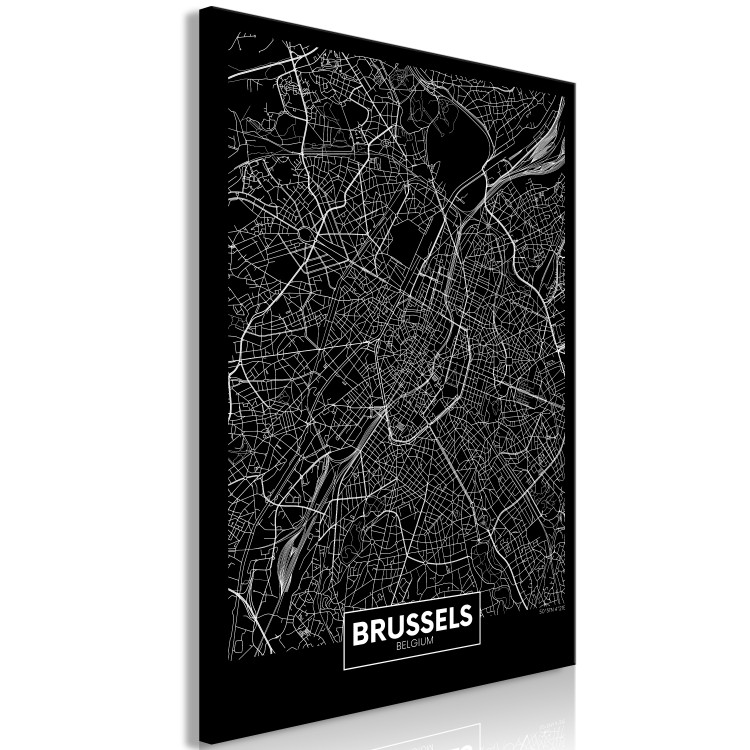 Canvas Brussels - aerial map of Belgium capital city in black and white 118093 additionalImage 2