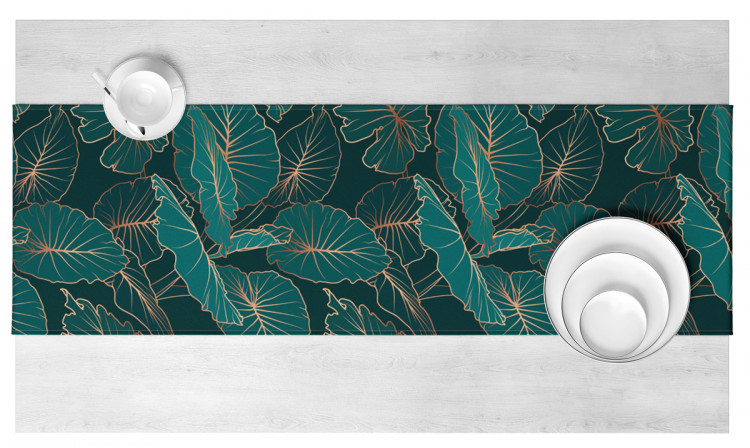 Table Runner Night jungle - a botanical composition with allocasia leaves and gold 147193 additionalImage 4
