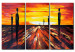 Canvas Silhouettes of Figures (1-piece) - abstraction with sunset and path 47093