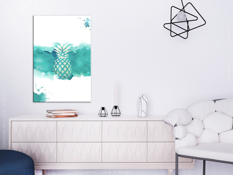 Canvas Fruit of art - pineapple on a blue, watercolour background 115304 additionalImage 3