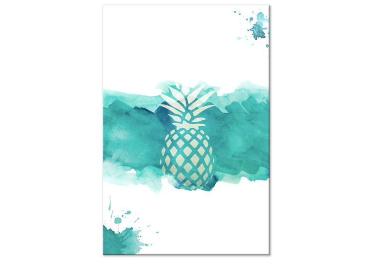 Canvas Fruit of art - pineapple on a blue, watercolour background 115304