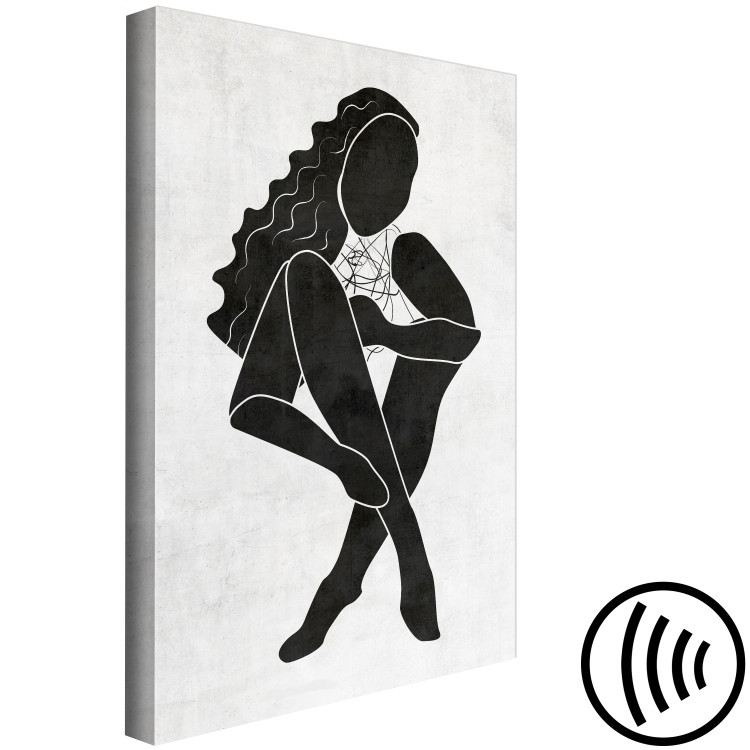 Canvas Seated woman figure - black woman silhouette on grey background 134204 additionalImage 6
