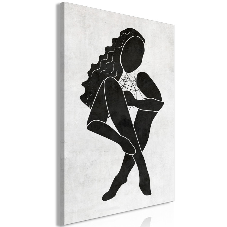 Canvas Seated woman figure - black woman silhouette on grey background 134204 additionalImage 2