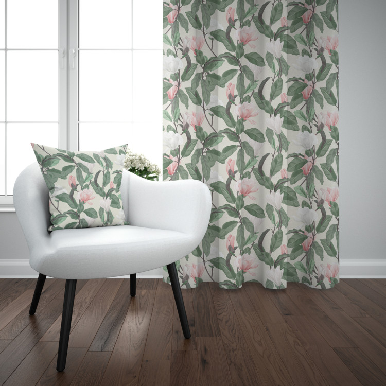 Decorative Curtain Gentle magnolias - subtle floral pattern in cottagecore style 147204 additionalImage 9
