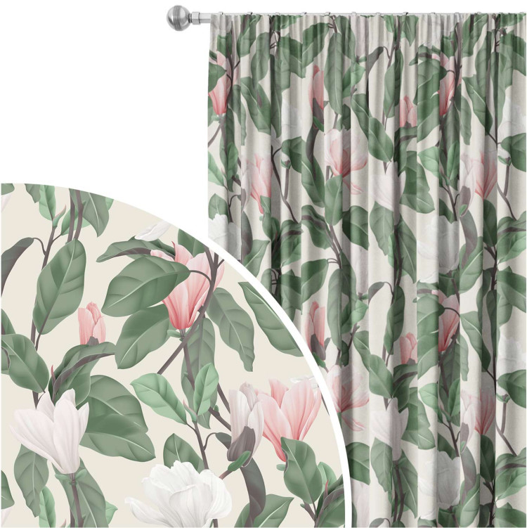 Decorative Curtain Gentle magnolias - subtle floral pattern in cottagecore style 147204
