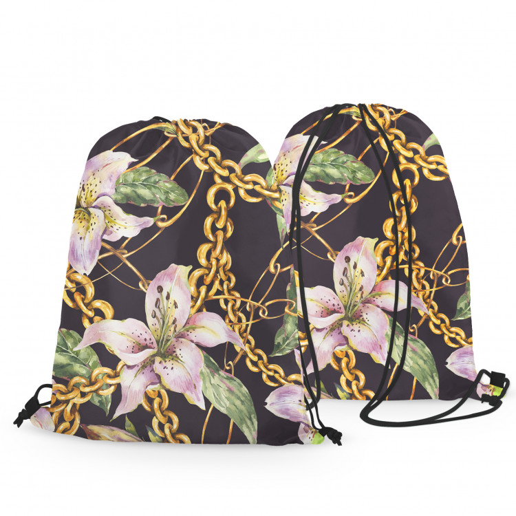 Backpack Tethered lilies - plant composition with gold chains 147404 additionalImage 3