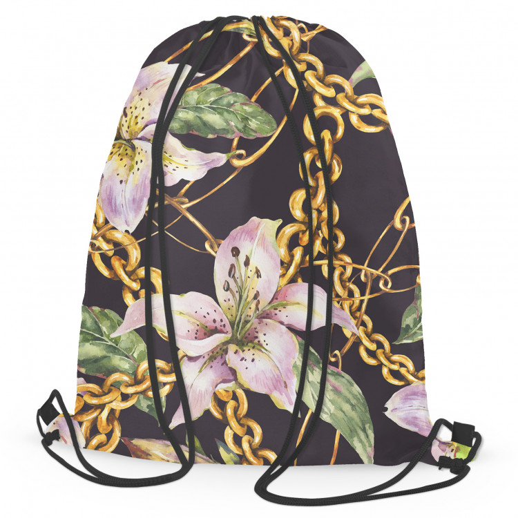 Backpack Tethered lilies - plant composition with gold chains 147404