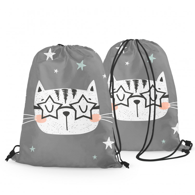 Backpack Cat among the stars - animal motif on a dark grey background 147604 additionalImage 3