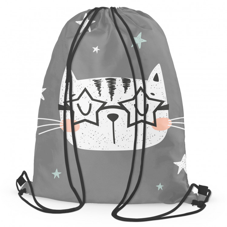 Backpack Cat among the stars - animal motif on a dark grey background 147604