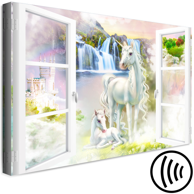 Canvas Unicorns Outside the Window - Fancy Colorful World of Imagination 145524 additionalImage 6
