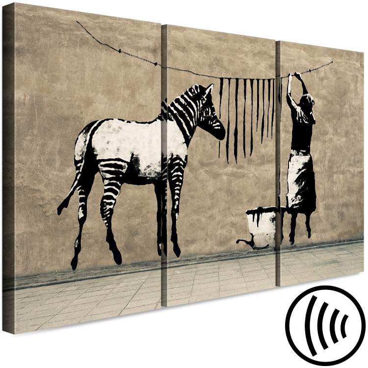 Canvas Banksy: Washing Zebra on Concrete (3 Parts) 118534 additionalImage 6