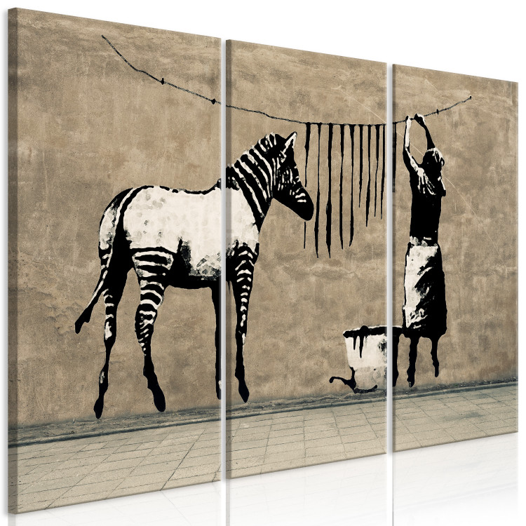 Canvas Banksy: Washing Zebra on Concrete (3 Parts) 118534 additionalImage 2