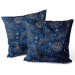 Decorative Velor Pillow Starry sky - abstract blue motif with gold accents 147134 additionalThumb 2