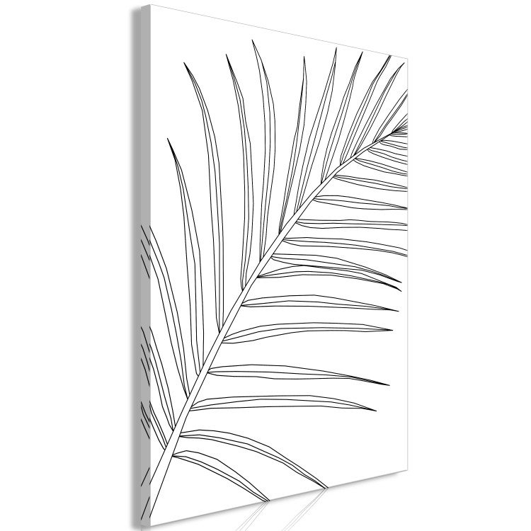 Canvas Black palm leaf contours - white abstraction with a floral motif 128344 additionalImage 2