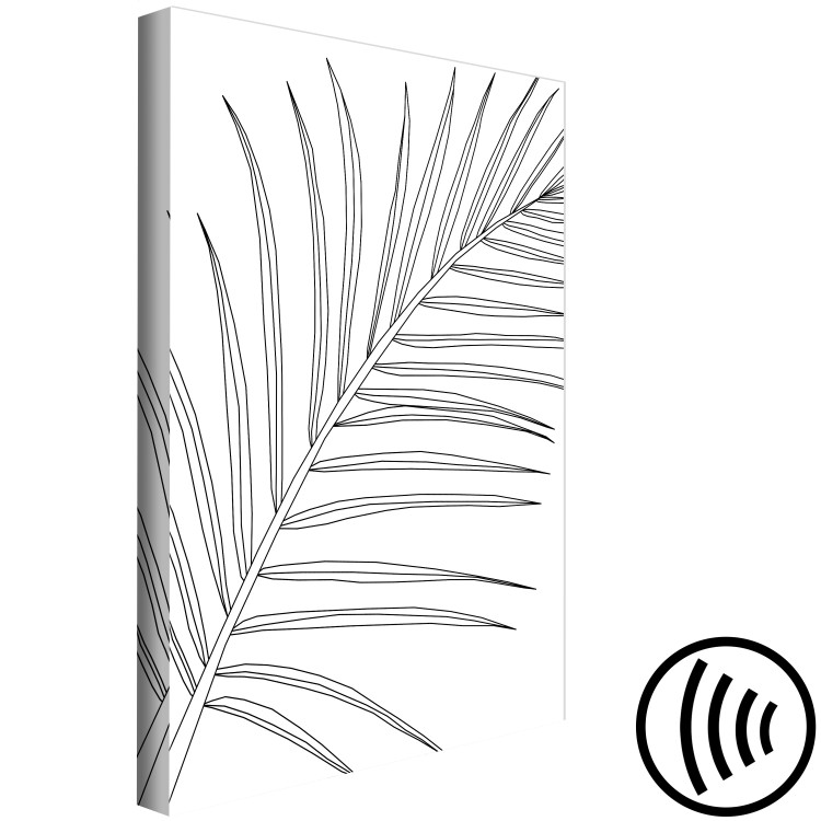 Canvas Black palm leaf contours - white abstraction with a floral motif 128344 additionalImage 6