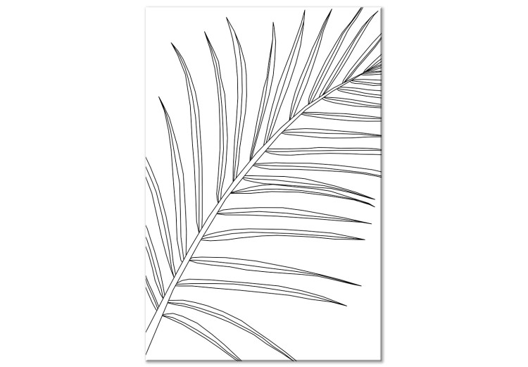 Canvas Black palm leaf contours - white abstraction with a floral motif 128344