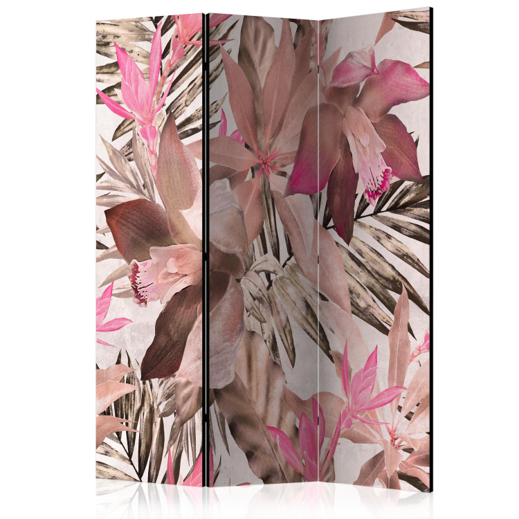 Room Divider Blooming Jungle (3-piece) - Pattern in colorful flowers on light background 136144