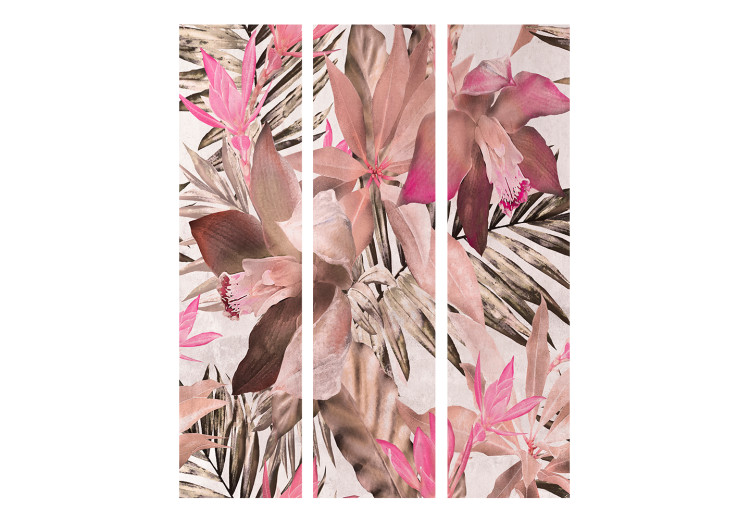 Room Divider Blooming Jungle (3-piece) - Pattern in colorful flowers on light background 136144 additionalImage 3