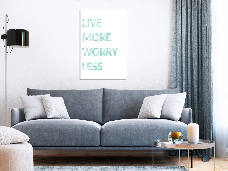 Canvas Mint English Live more worry less sign - on a white background 128354 additionalImage 3