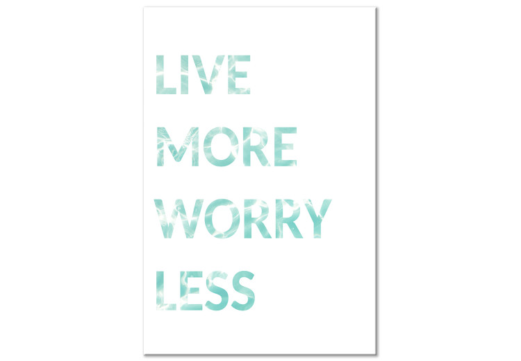Canvas Mint English Live more worry less sign - on a white background 128354