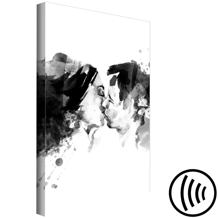 Canvas Couples kiss - black and white graphic with two people kissing 132154 additionalImage 6
