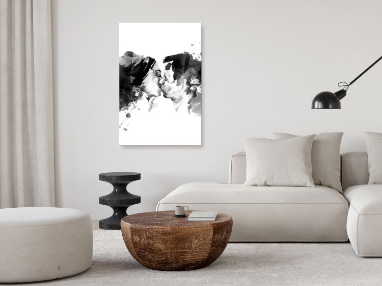 Canvas Couples kiss - black and white graphic with two people kissing 132154 additionalImage 3