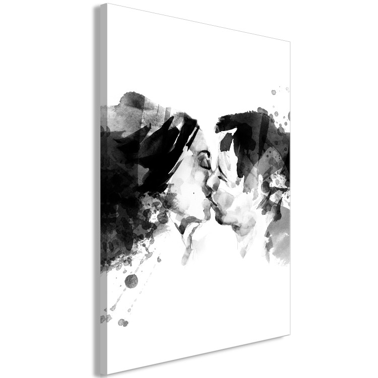 Canvas Couples kiss - black and white graphic with two people kissing 132154 additionalImage 2