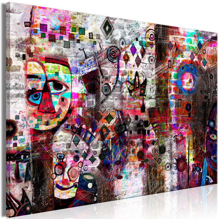 Canvas Colorful faces - Abstraction stylized on children's drawing 135964 additionalImage 2