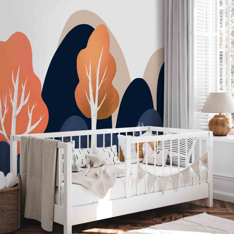 Wall Mural Children's landscape - orange nature with animal and mountain motif 143464 additionalImage 4